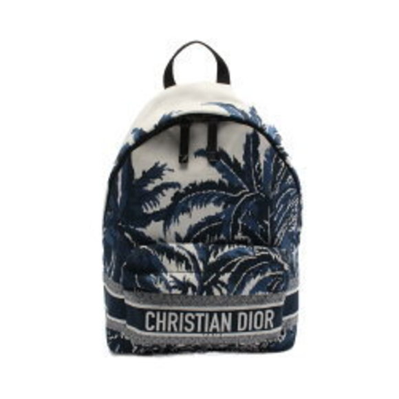 Dior Palms Backpack Bag Leather Navy Blue White Black - Picture 1 of 5